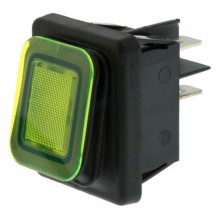 IP65 Illuminated Green DPST Rocker Switch, On-Off, 20 A@ 125 V ac +55°C 22mm 30.8mm